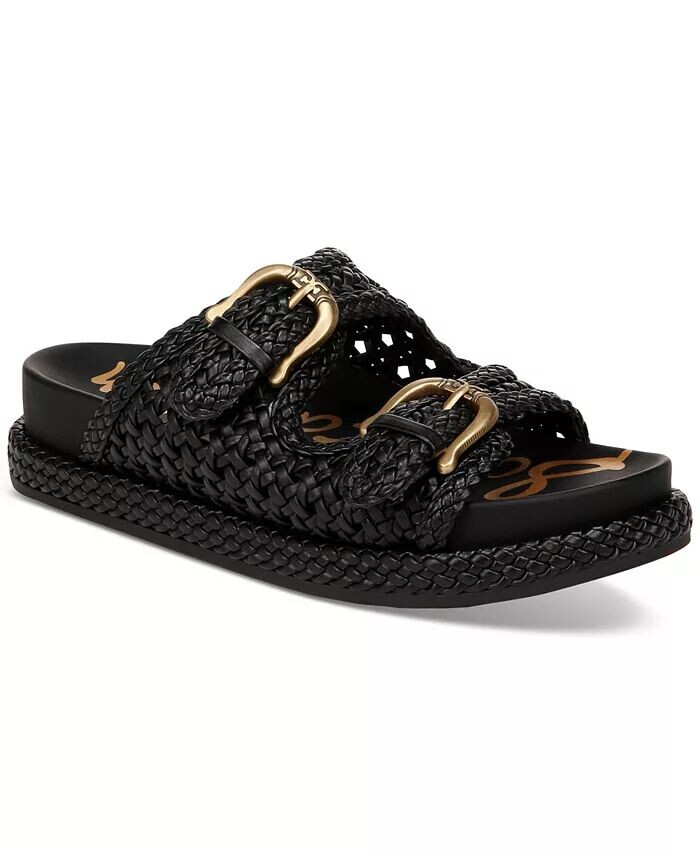 Тканые сандалии Reid на платформе с двойной пряжкой Sam Edelman, черный