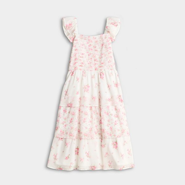 

Детское платье миди с рукавами-фонариками и ярусным дизайном Trixxi