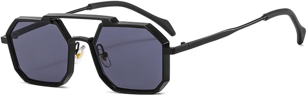 

Ретро солнцезащитные очки для женщин и мужчин в стиле панк, многоугольные, модные, металлические, с прозрачными линзами, черные, красные, желтые, стильные, с защитой от УФ-излучения UV400 KTUCN, Black Grey