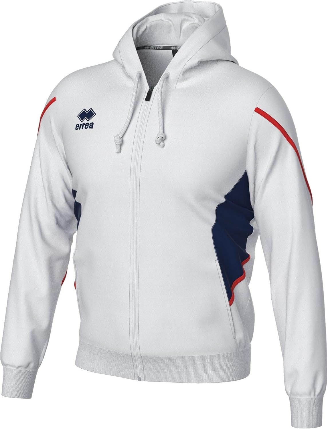

Худи Errea на молнии, унисекс, боковые карманы, стандартный крой, белый/темно-синий/красный