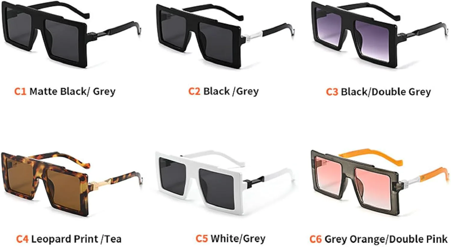 

Большие квадратные солнцезащитные очки для женщин в стиле ретро, ​​модные солнцезащитные очки-щитки с большими черными линзами, винтажные очки mincl, Black