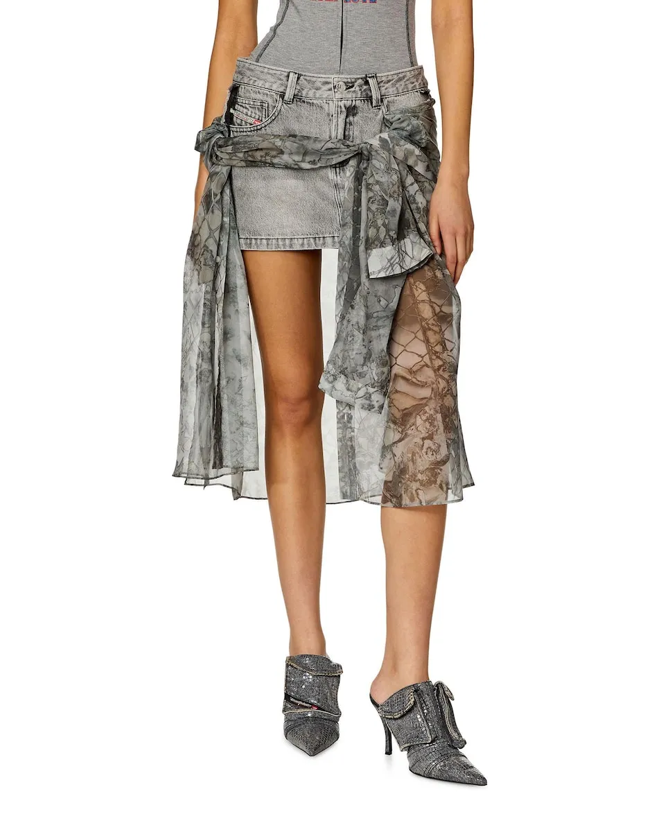 

Короткая джинсовая юбка с карманами Diesel, серый