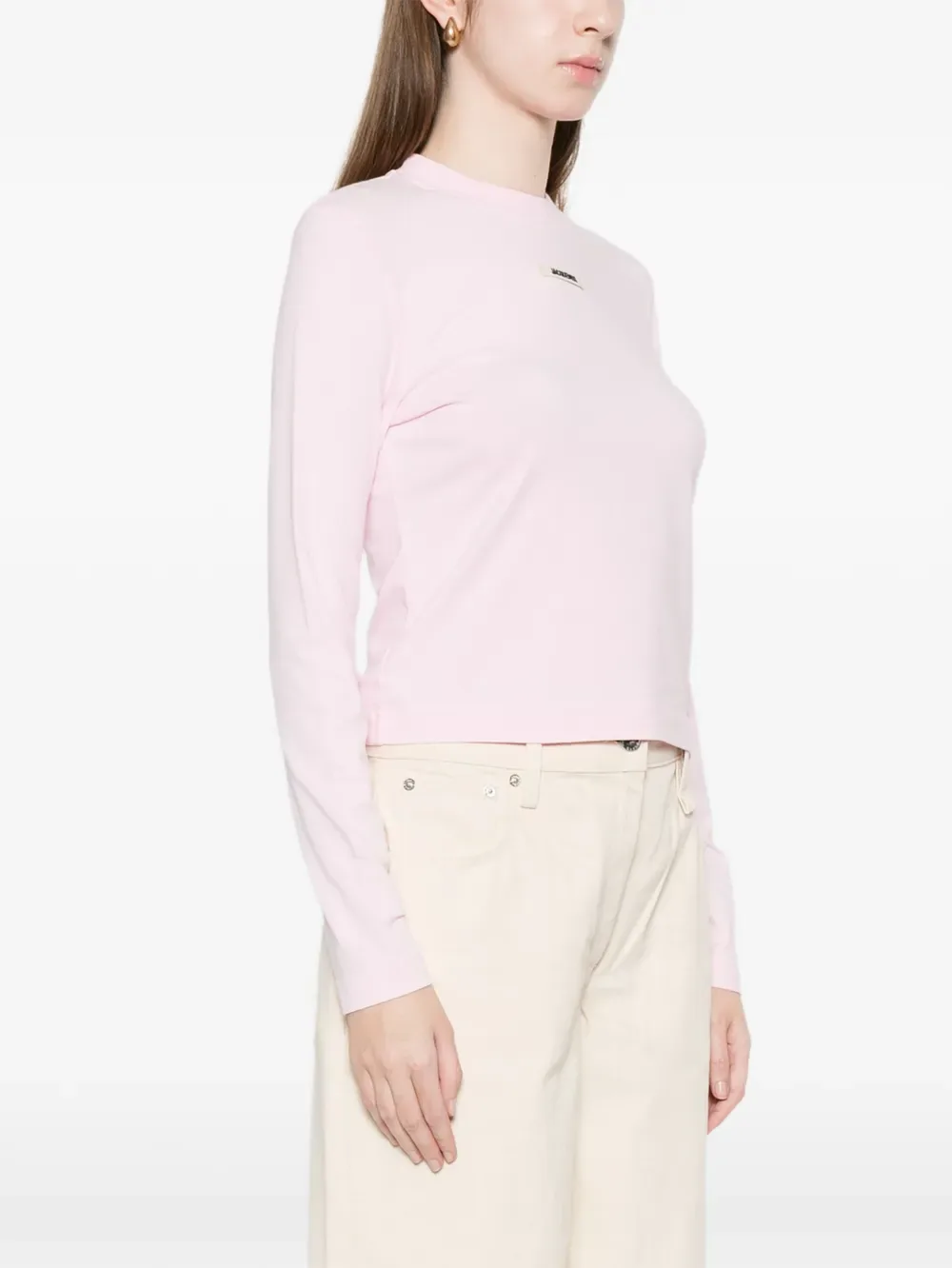 Футболка с логотипом и отделкой из грогрена JACQUEMUS, розовый — фото 3