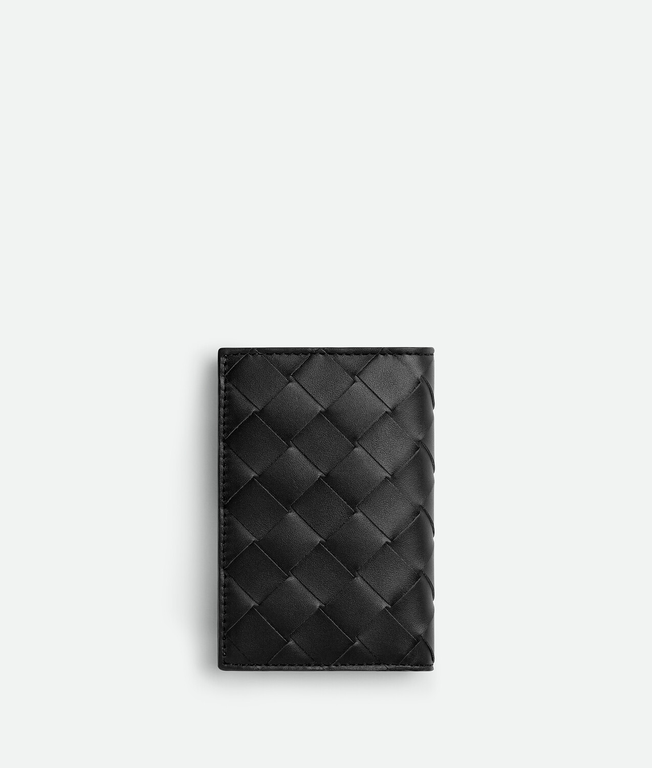 Intrecciato flap card case BOTTEGA VENETA, черная трава — фото 3