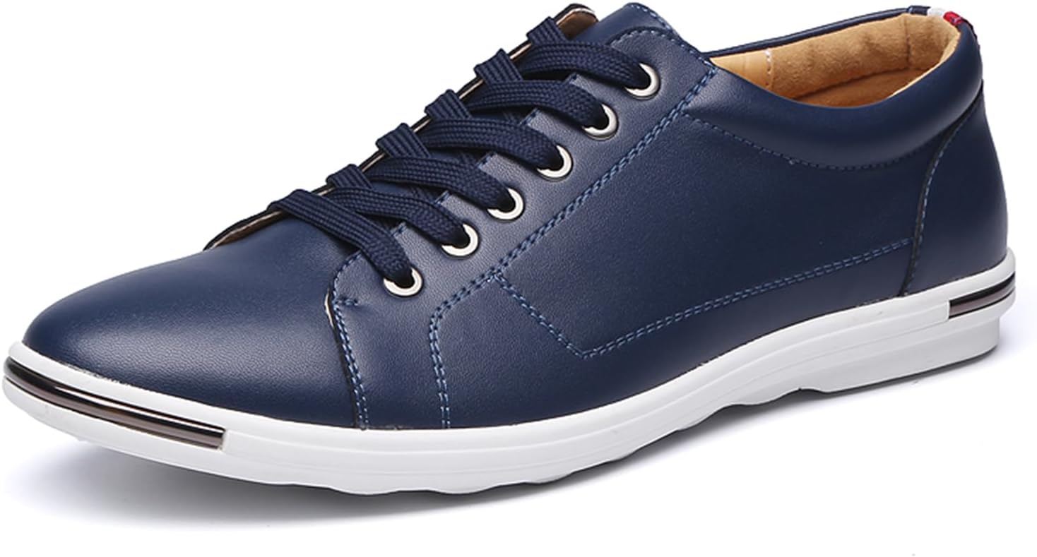

Мужские оксфорды с низким верхом на шнуровке, удобные для ходьбы, повседневной носки и вождения, модные кроссовки на плоской подошве с круглым носком, деловые классические туфли Nigxwns, синий