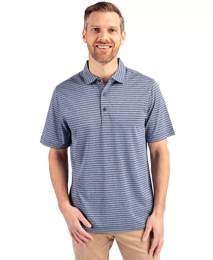 

Мужская поло Forge Eco Heather Stripe Stretch из переработанного материала Cutter & Buck, синий