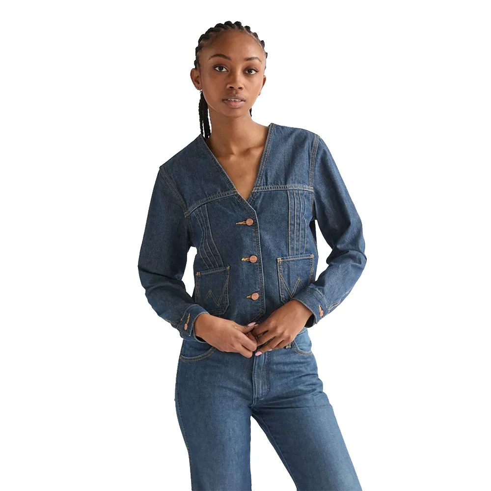 

Джинсовая куртка-болеро Wrangler приталенного кроя, синий