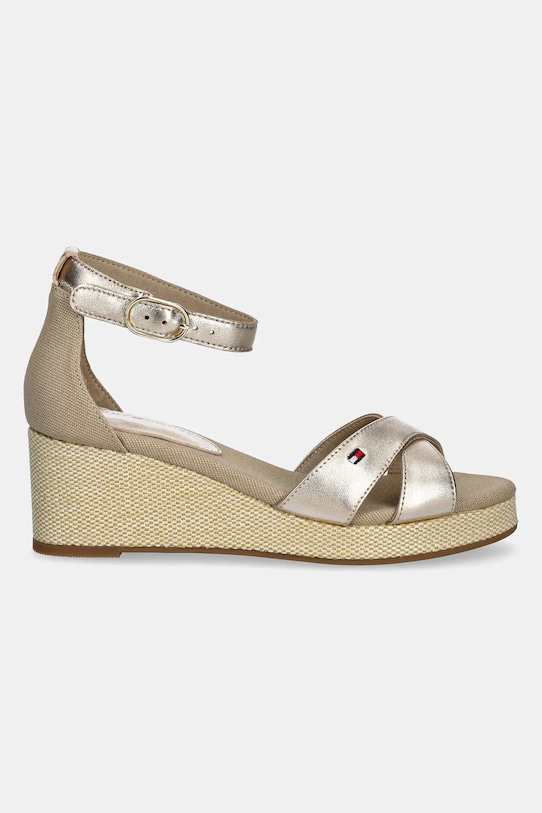 Сандалии Flag metallic mid wedge espad Tommy Hilfiger, золотой — фото 2