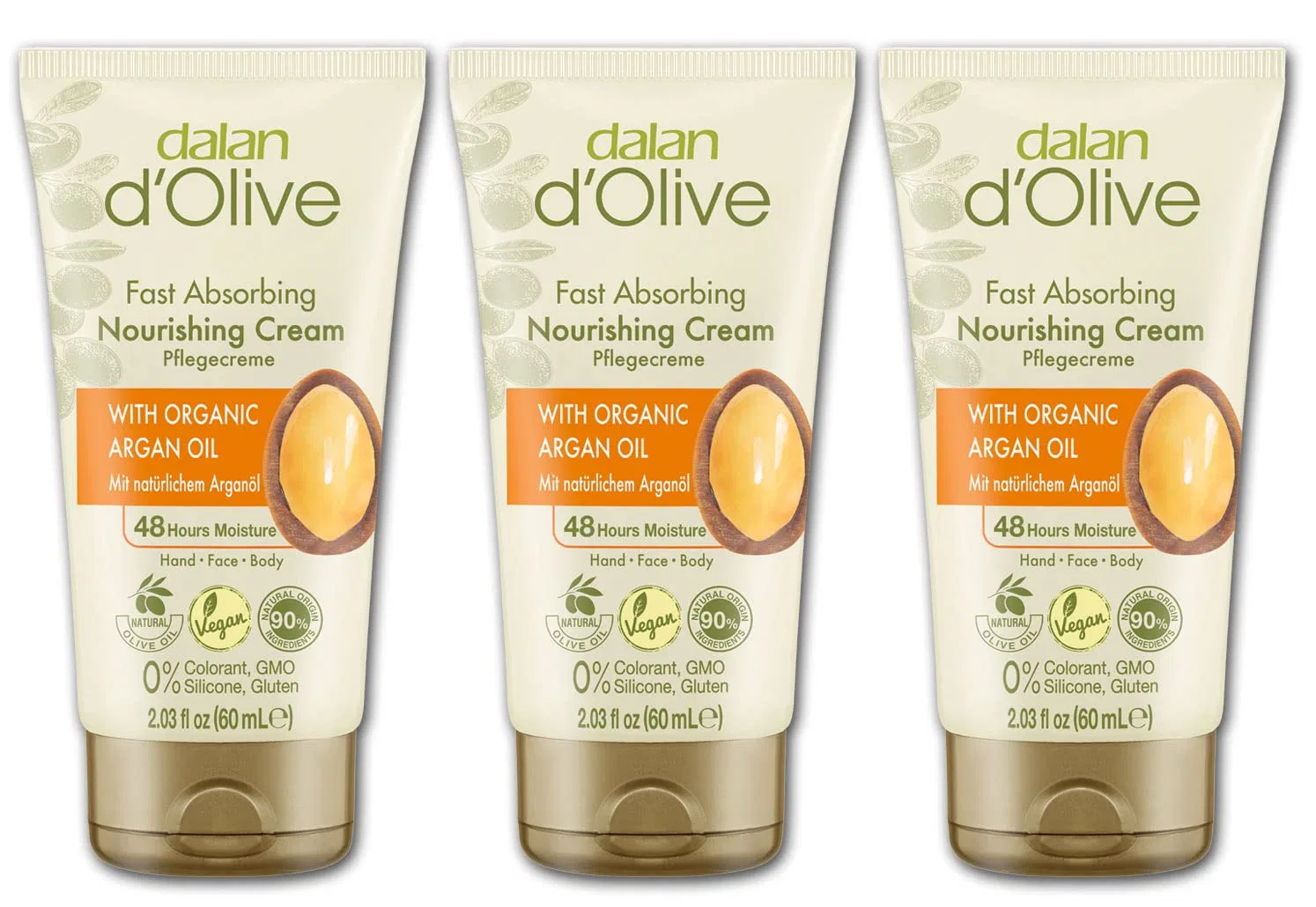 Крем для ухода с аргановым маслом Dalan d'Olive 60 мл, 3 шт. Dalan
