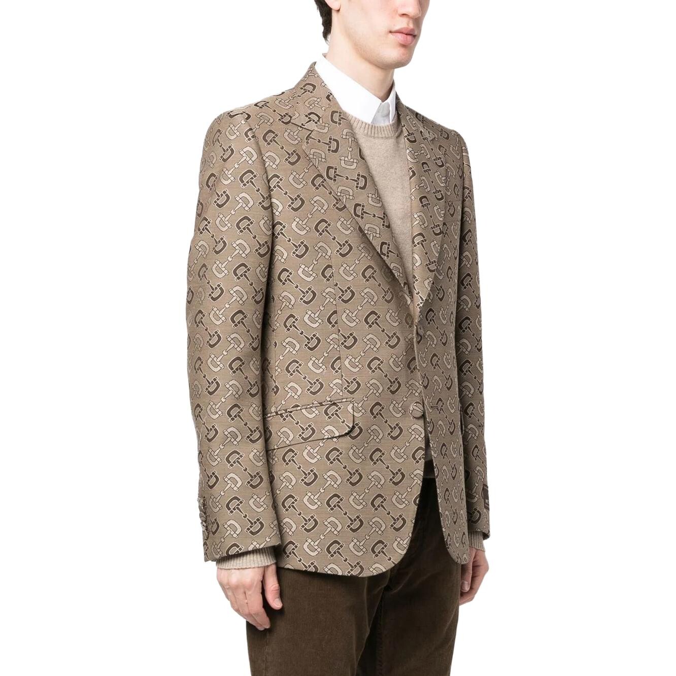 Деловой костюм Gucci мужской, светло-коричневый, коричневый — фото 4