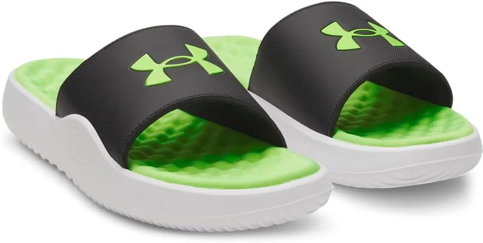 Мужские сандалии Under Armour Ignite Pro 8 с фиксированным ремешком, 003 Black White Hyper Green — фото 2