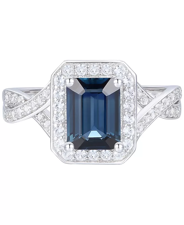 

Кольцо-Гало с сапфиром (1-3/4 карата) и бриллиантом (3/8 карата) из 14-каратного белого золота Macy'S, sapphire