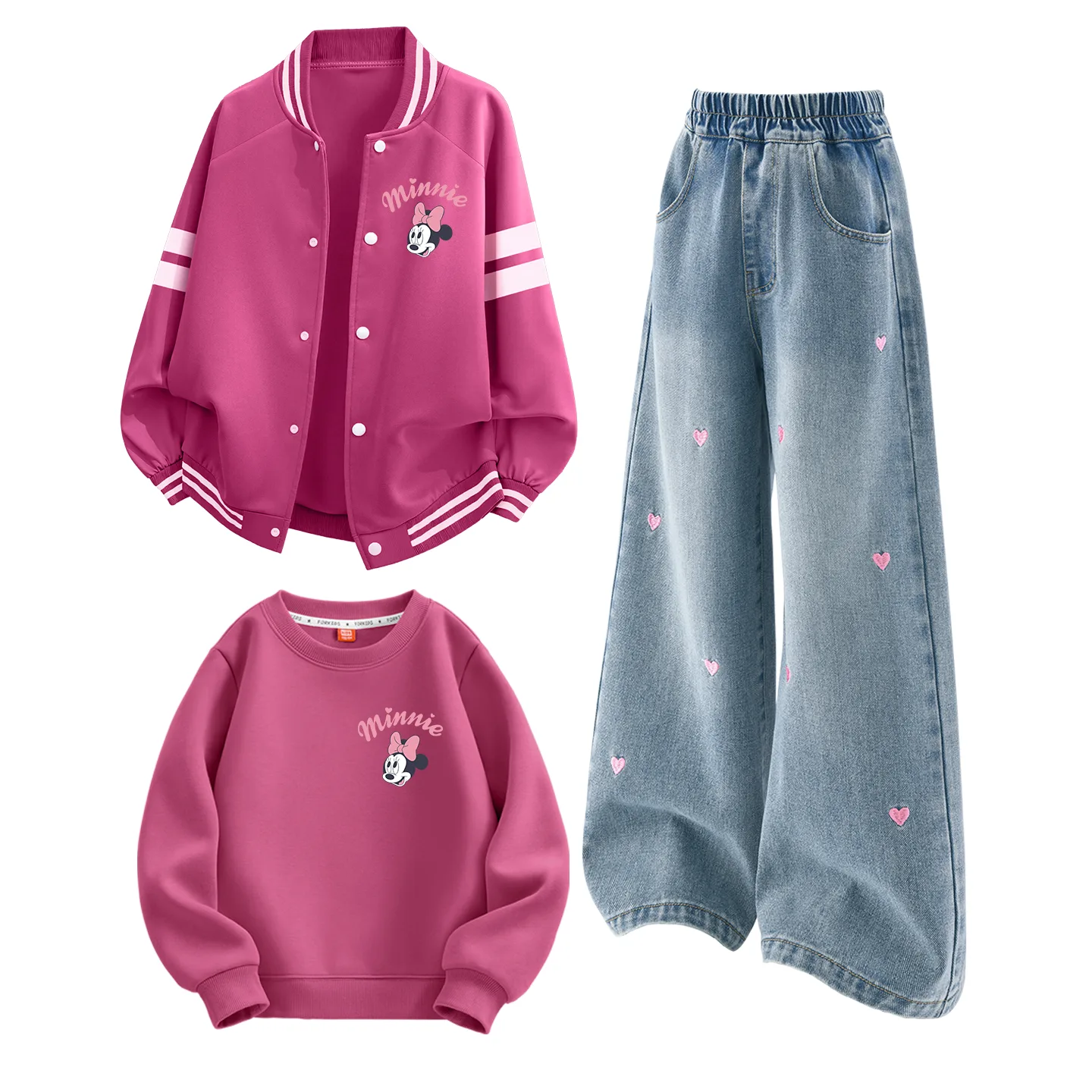 Детская повседневная спортивная футболка с круглым вырезом Disney, DiFeiMa K Rose Red+Solid Color Sea Salt Blue+DiFeiMa Berry Red — фото 3