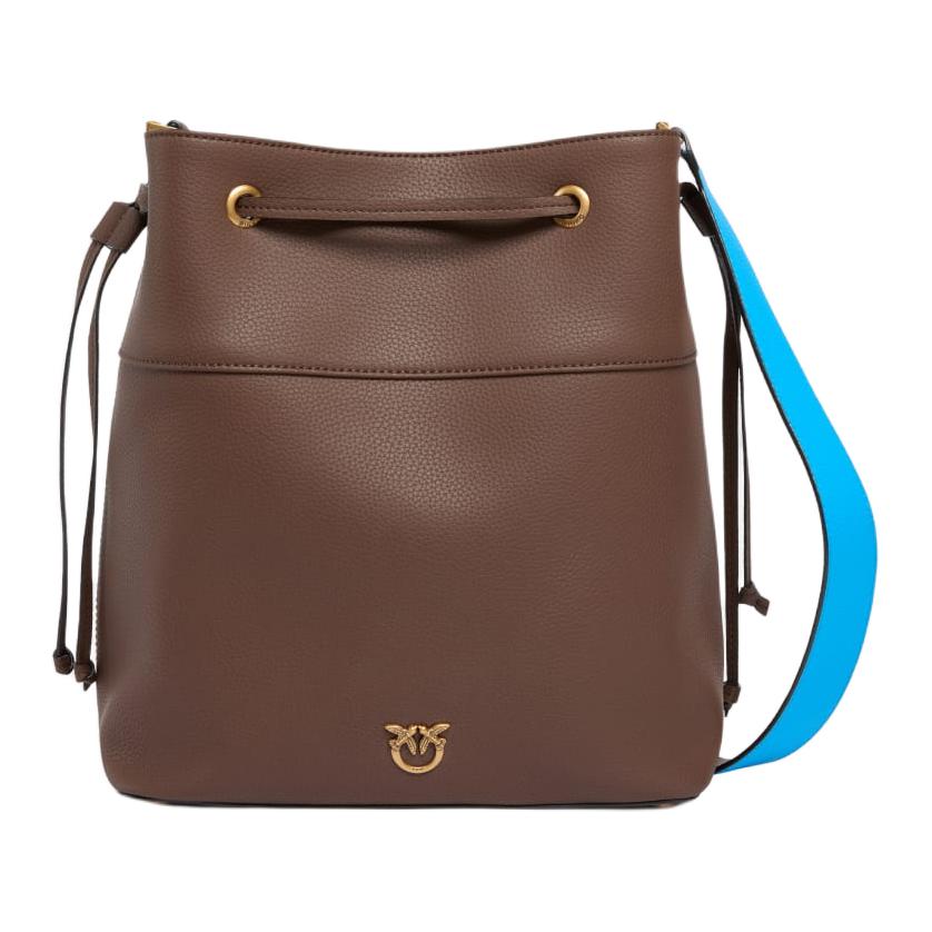 

PINKO Сумка-ведро Love Birds Series из коровьей кожи, средняя женская сумка через плечо коричневый