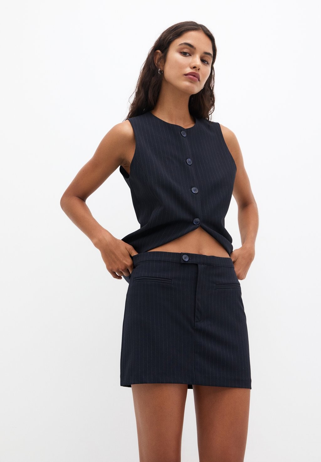 

Мини-юбка STRIPED WITH POCKETS PULL&BEAR, синий