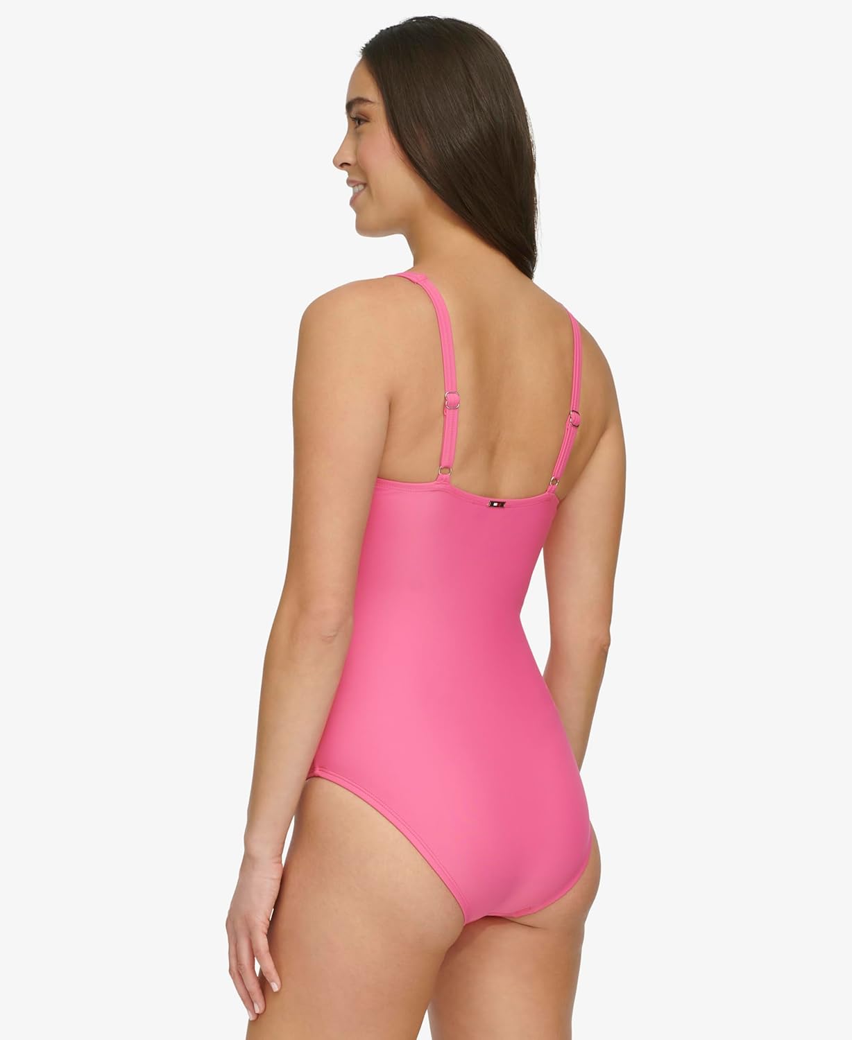 Женский слитный купальник Tommy Hilfiger с вырезом-замочной скважиной, Pink — фото 4