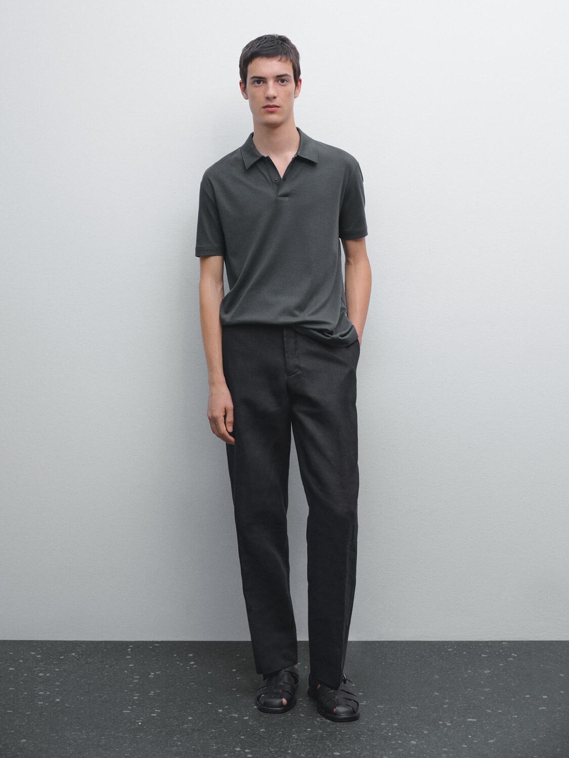 

Рубашка-Поло с короткими рукавами и планкой на кнопках Massimo Dutti, Petroleum