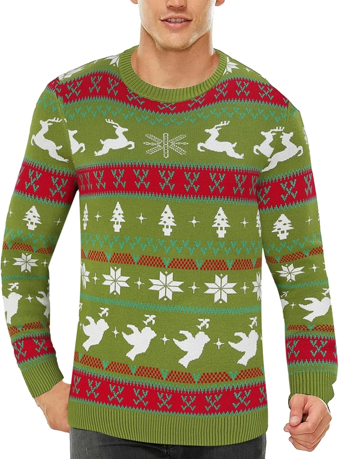 

Свитер мужской с принтом снежинок EliteSpirit