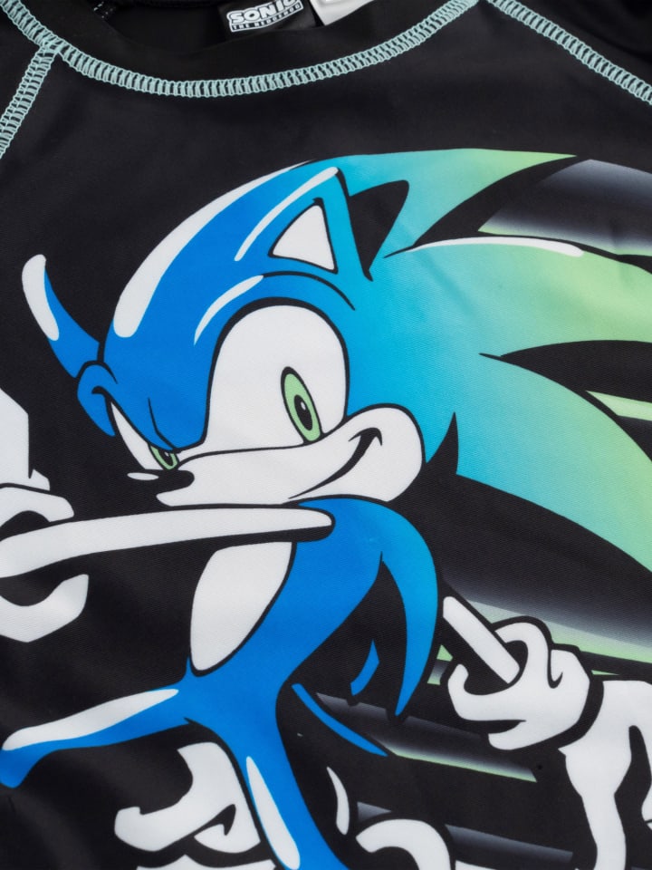 Рубашка для плавания Sonic The Hedgehog с длинным рукавом и защитой от ультрафиолета 50+, черного цвета Sonic — фото 2