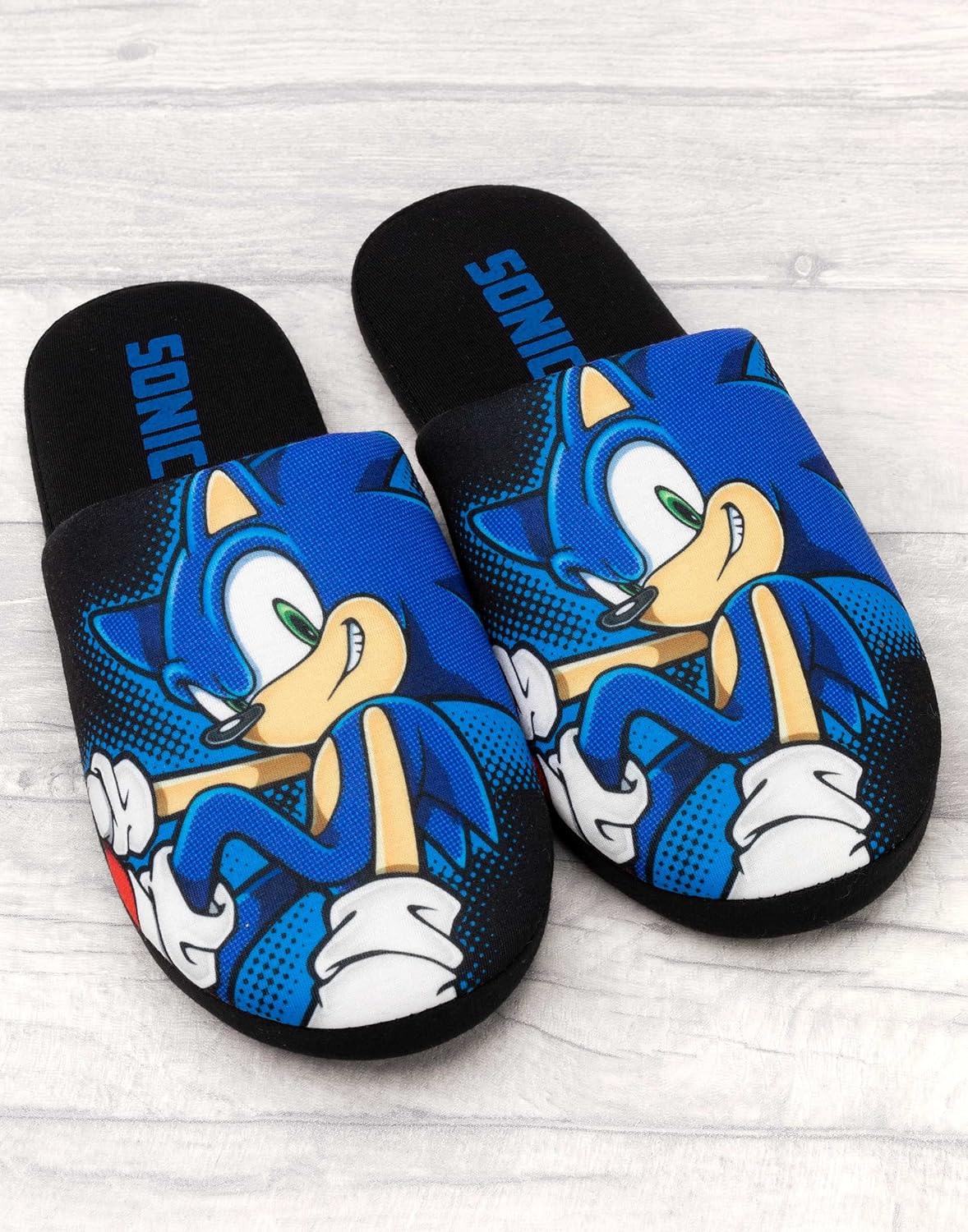 Тапочки Sonic The Hedgehog для мужчин, слипоны, обувь-лоферы, черный — фото 3