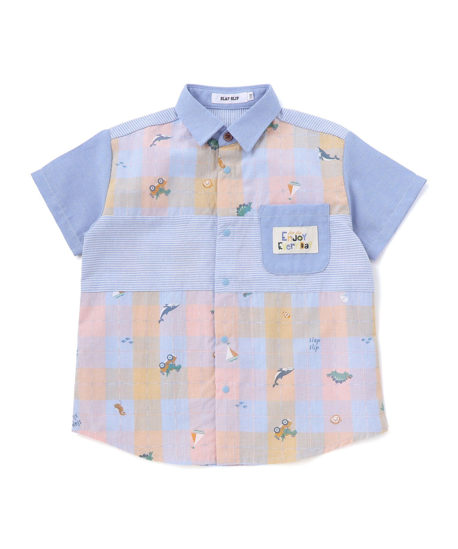 Рубашка из шамбре в клетку и полоску (80–130 см) SLAP SLIP, Blue — фото 4