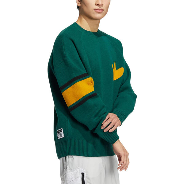 Толстовка originals logo sweater asia sizing 'green yellow' Adidas, зеленый — фото 4