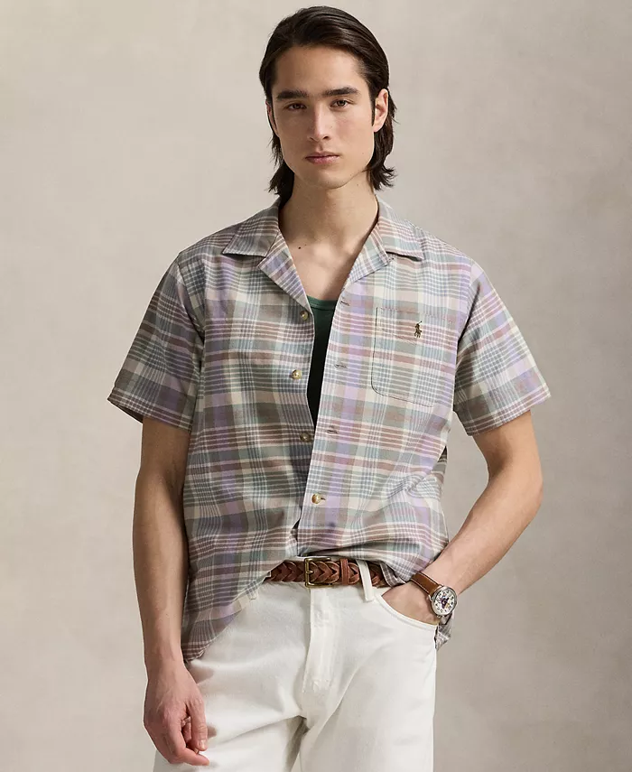 

Мужская классическая оксфордская рубашка в клетку Camp Polo Ralph Lauren, зеленый