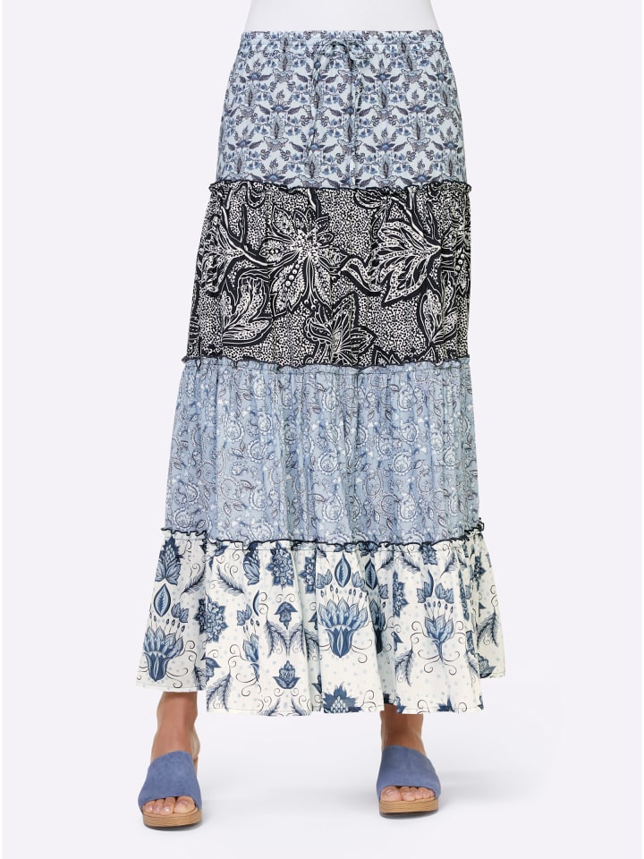 

Юбка-слипон с принтом темно-синего и белого цветов Heine