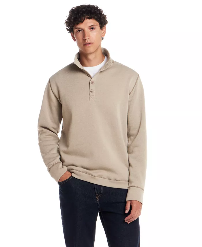 

Мужской флисовый свитер с воротником-стойкой на четверть пуговиц Weatherproof Vintage, загар/бежевый