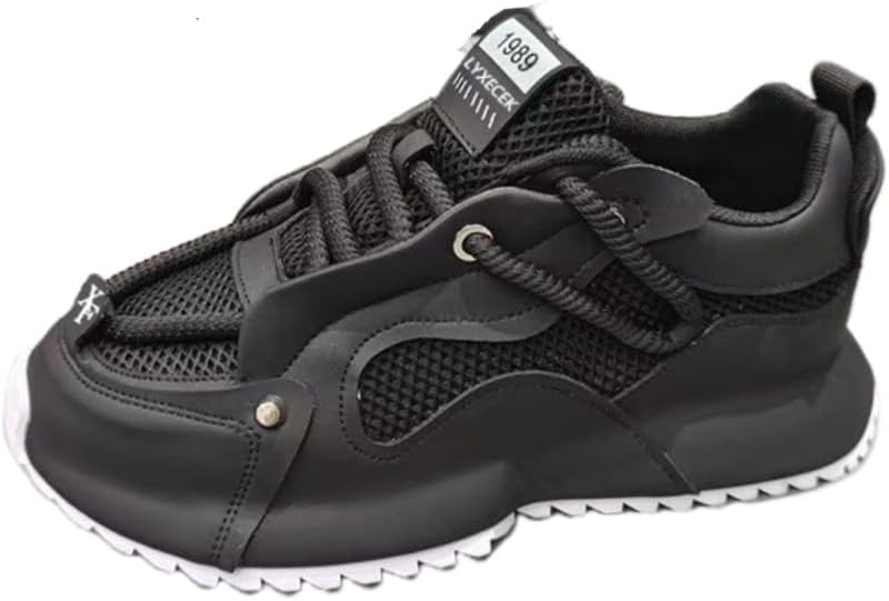 

Мужские модные кроссовки FmShi большого размера с массивной подошвой на шнуровке, дышащие для бега, баскетбола и занятий в спортзале, черный