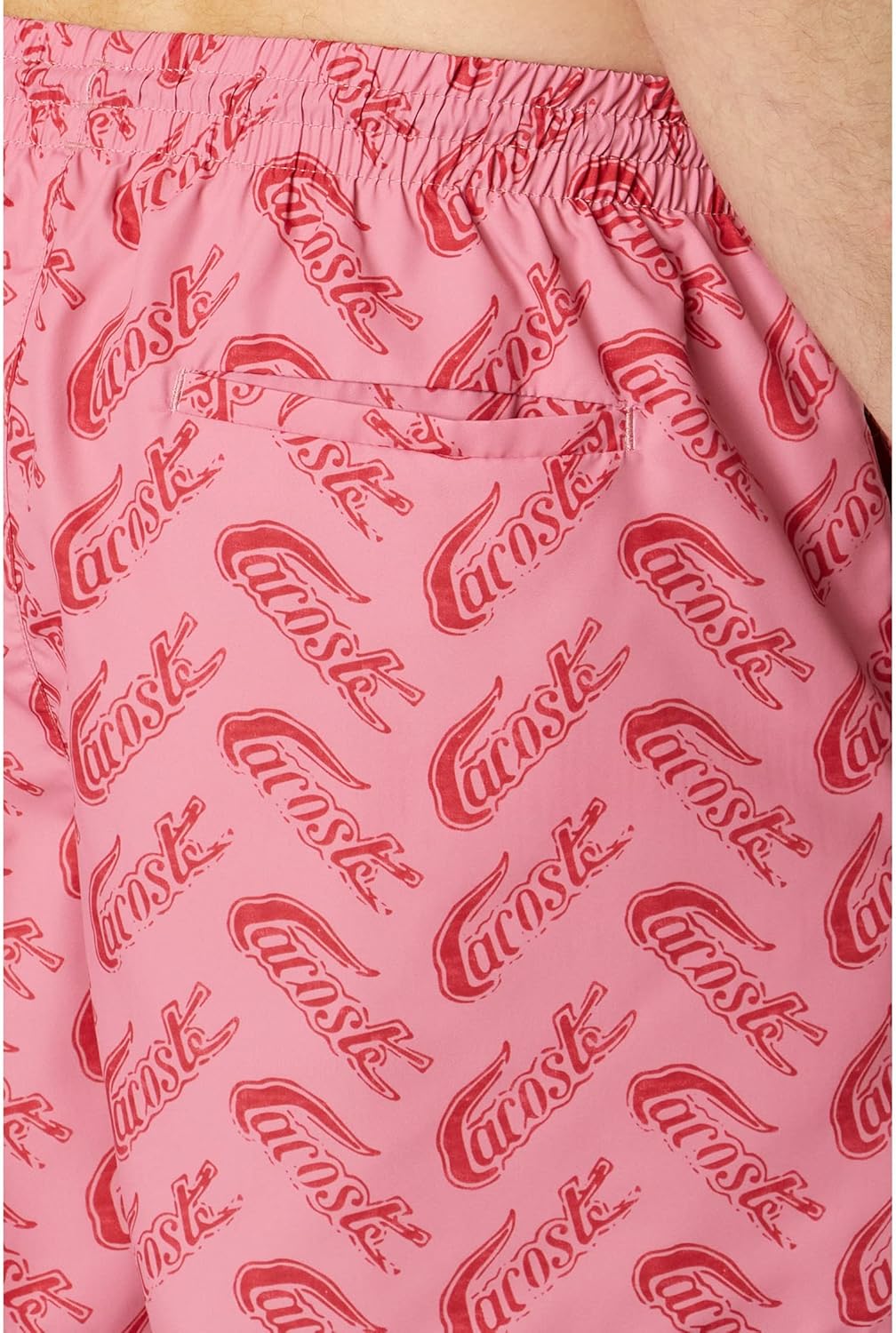 Lacoste мужские стандартные летние шорты для плавания Mid-Thigh с логотипом по всей поверхности, Lighthouse Red/Reseda — фото 3