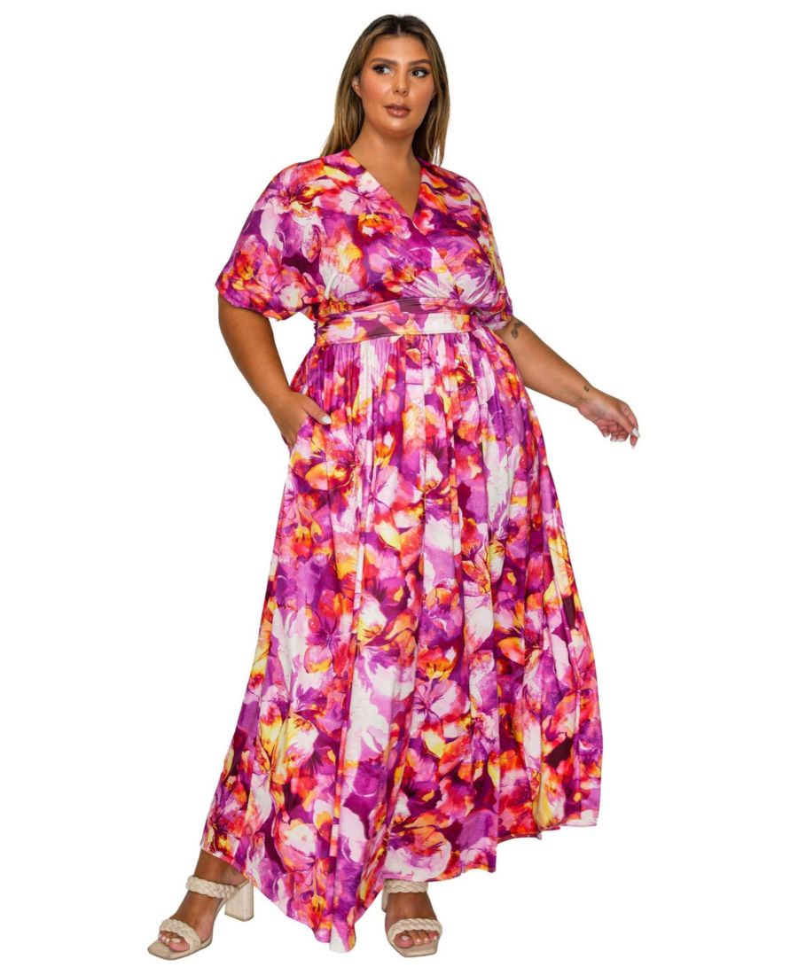 

Женское платье больших размеров Minoa с цветочным принтом и завышенной талией L I V D, Fuchsia