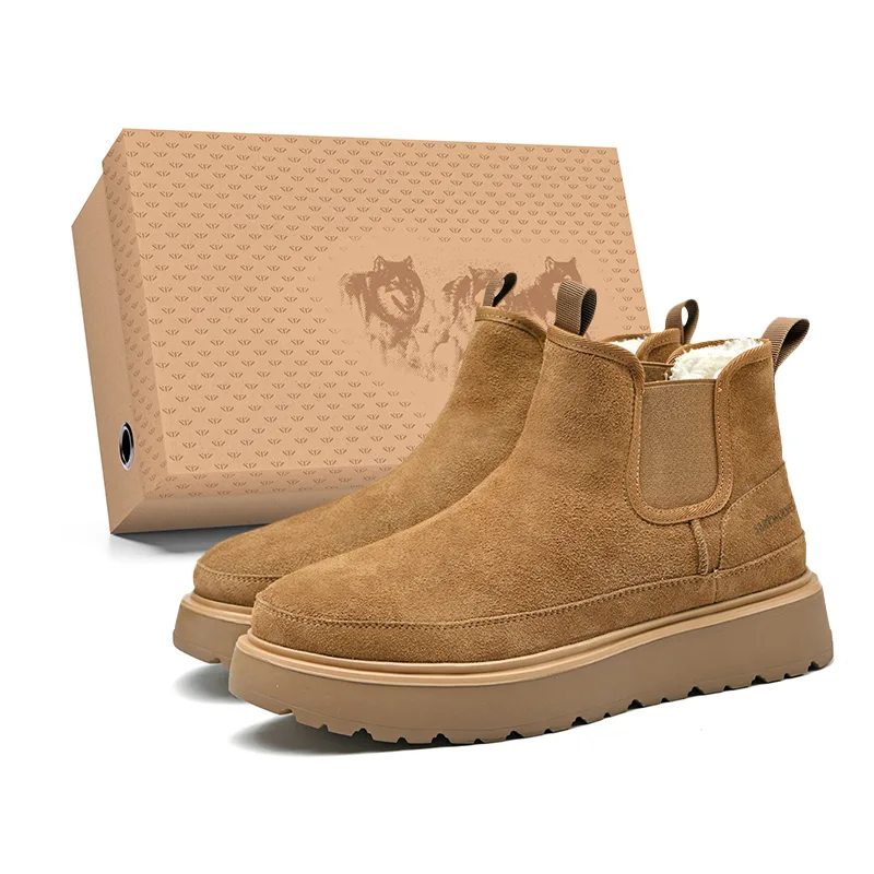 Челси ботинки из спилка для мужчин SEPTWOLVES, Earth Yellow Fleece-Lined (Standard Leather Shoe Size) — фото 4