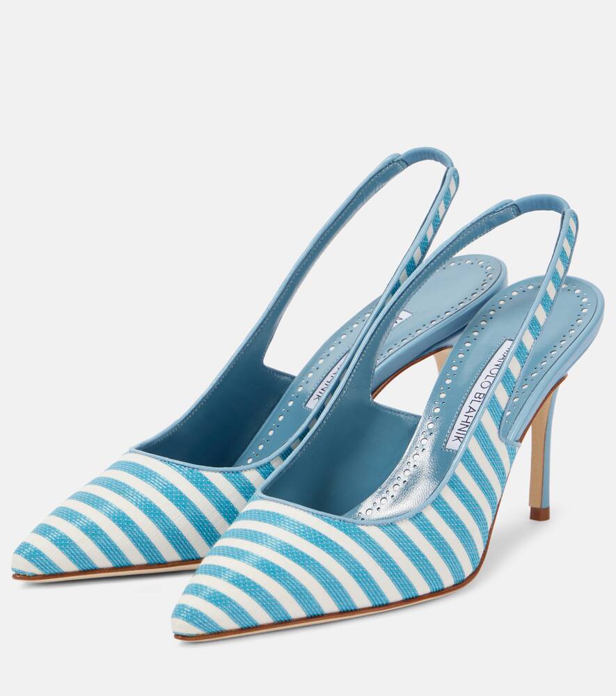 Allurafia 90 полосатые лодочки slingback Manolo Blahnik, 9779 Ywov/4241 Mblu — фото 4