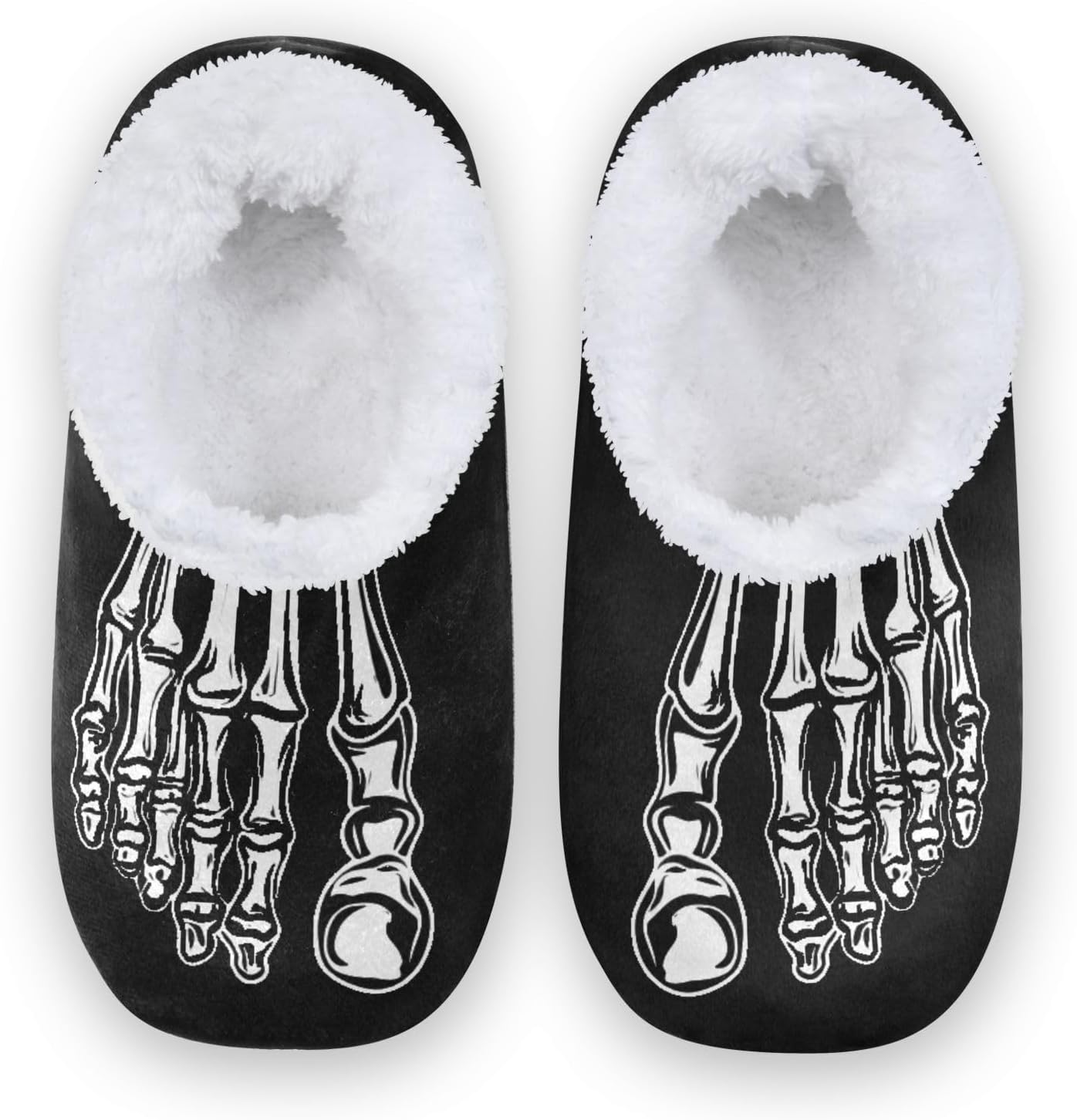 

Домашние зимние тапочки DOMIKING с рисунком скелета, пушистой нескользящей мягкой подошвой, уютные домашние тапочки для мужчин и женщин. Подходят как мужчинам, так и женщинам, белый