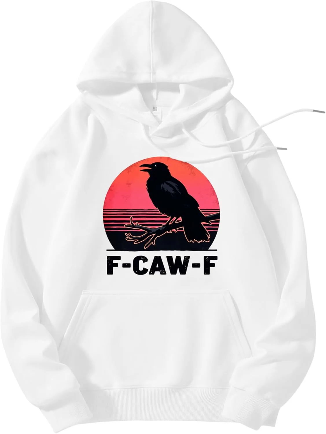 

VETALLO худи с принтом CAW F Crow Sunset, осенняя флисовая модель с карманами, белый