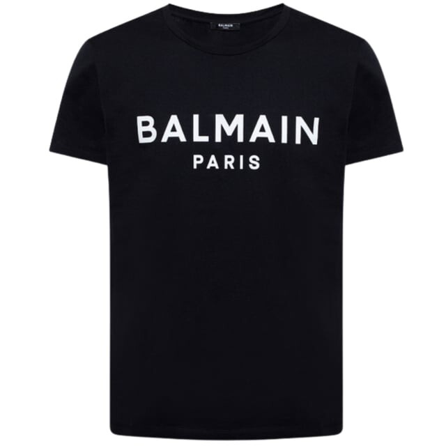 

Футболка с логотипом Paris и принтом Balmain, черный