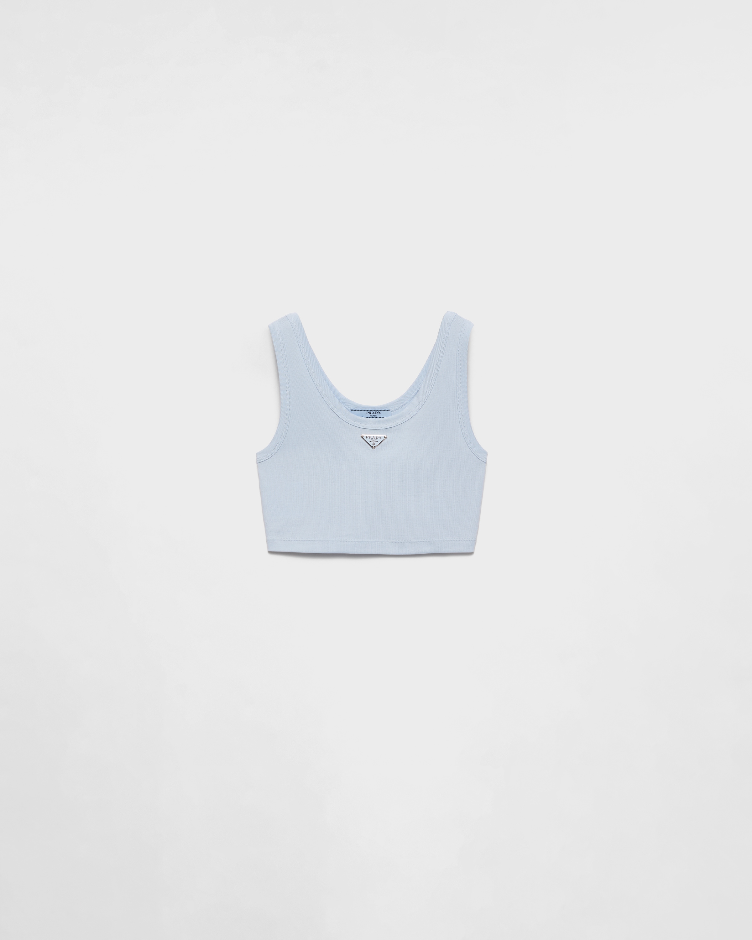 

Укороченный топ в рубчик Prada, голубой