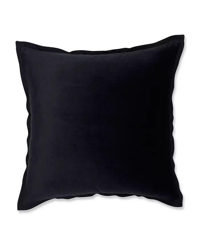 

Бархатная декоративная подушка с фланцем, 18 x 18 дюймов Pillow Perfect, черный