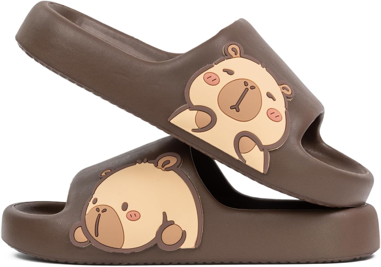 

Мужские и женские шлепанцы XUNBAI с капибарой, милые тапочки с капибарой для дома и улицы, нескользящие быстро сохнущие шлепанцы для душа, удобные шлепанцы-подушки, шоколадный