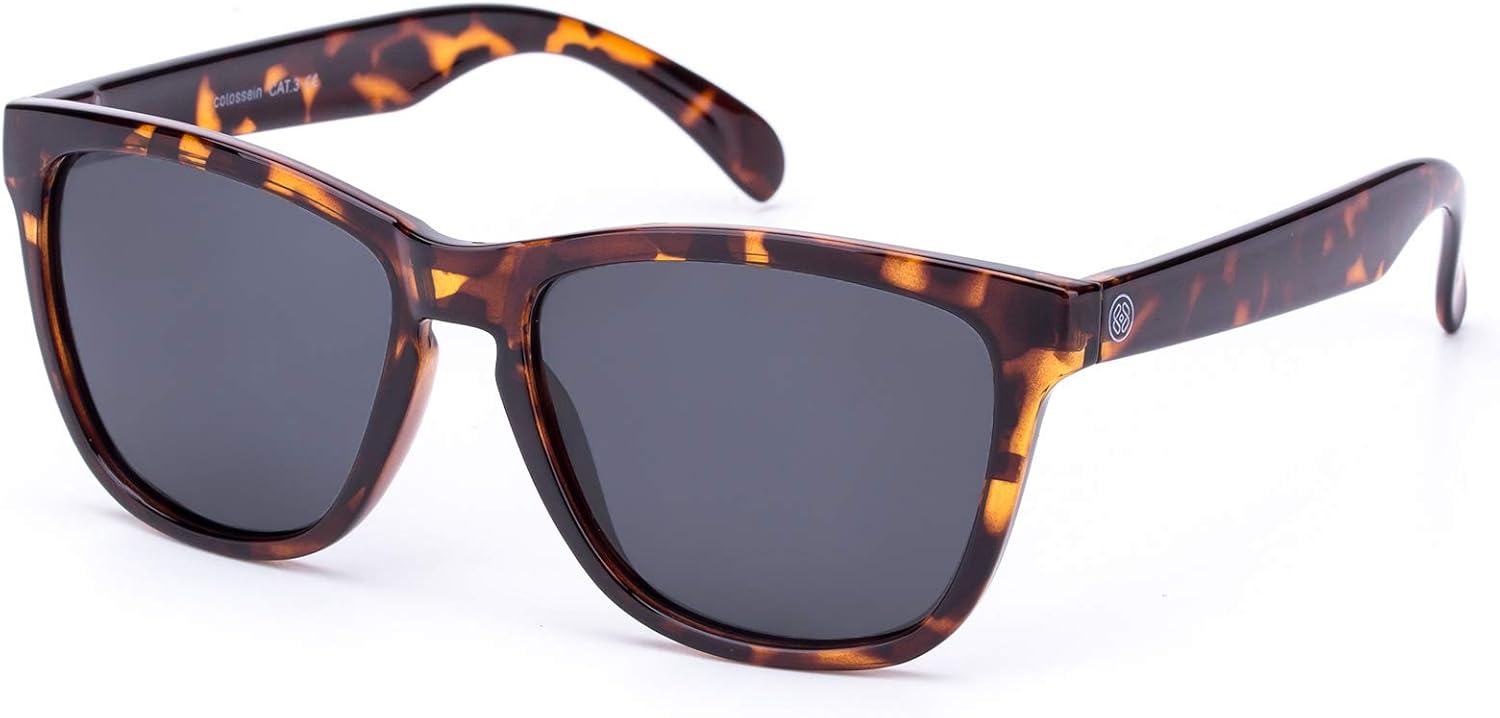

Женские солнцезащитные очки COLOSSEIN, классическая квадратная оправа, зеркальные линзы UV400, подходят для пляжа, отдыха и вождения, C17 - Tortoise/Grey Polarized Lens