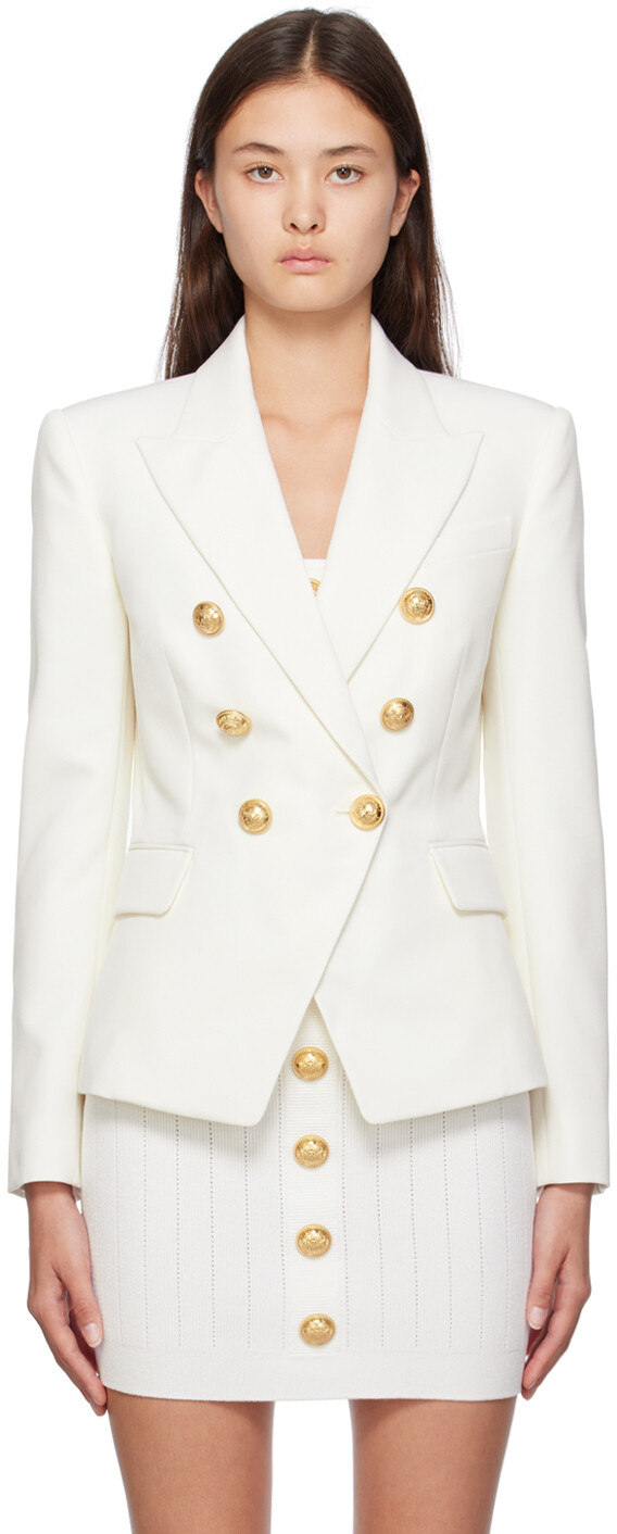 

Белый двубортный пиджак Balmain