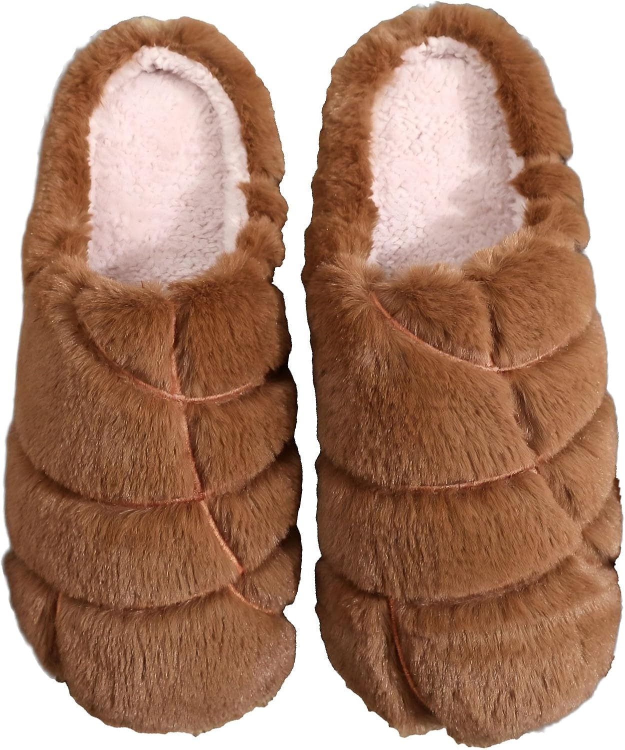 

Пушистые тапочки для женщин, мужские теплые уютные мягкие пушистые тапочки из пены с эффектом памяти, домашние тапочки с надеваниями, домашние тапочки для дома и на улице Wiretran, Concha Brown