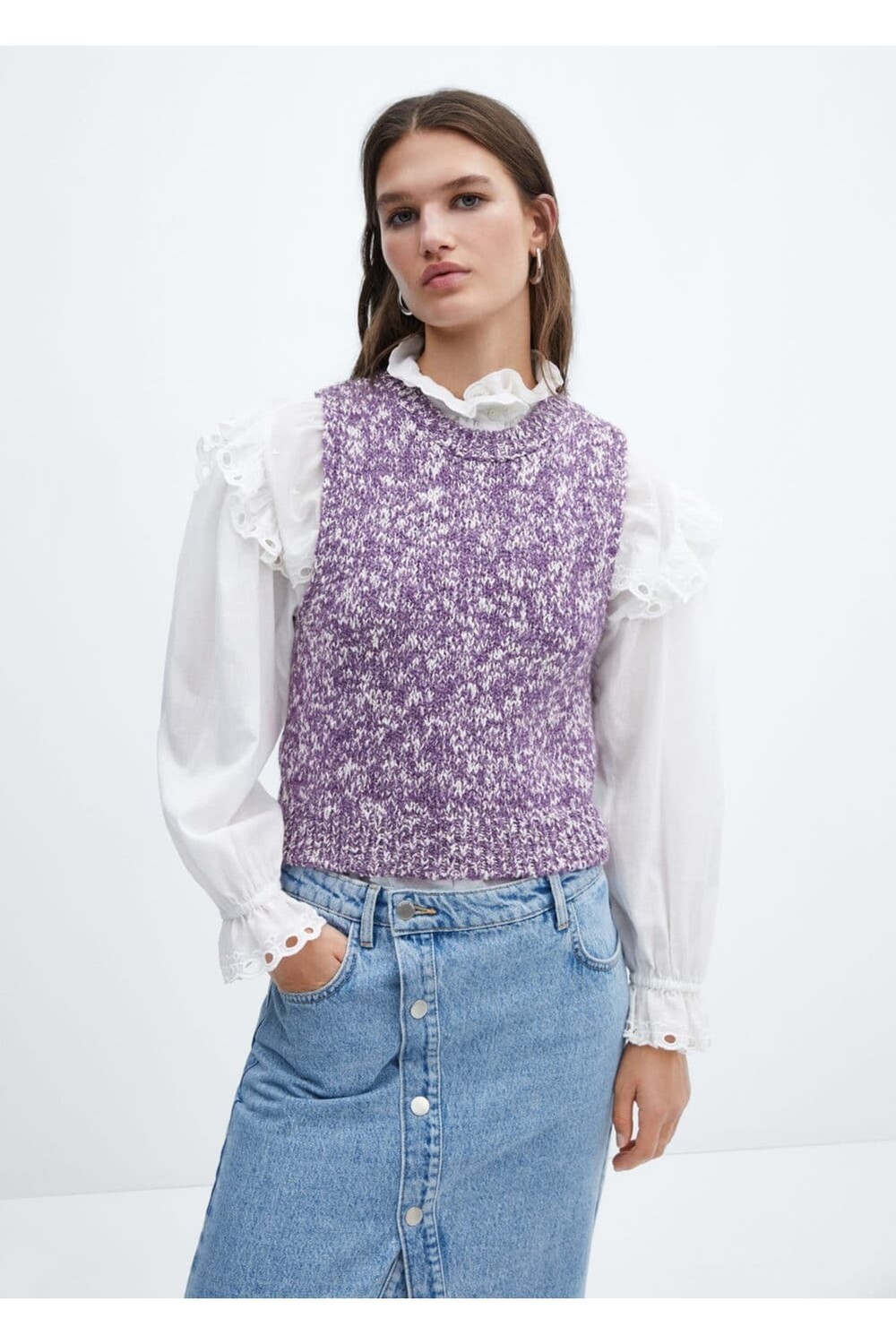 

Жилет из плавного трикотажа Mango, фиолетовый