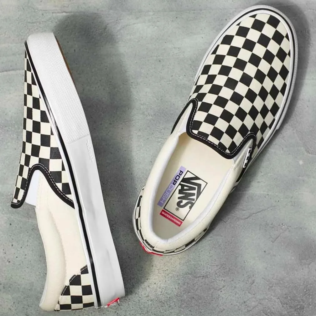 Кроссовки VANS Slipon Chess для скейтбординга, унисекс, для взрослых, со съемной стелькой, модель 2025 года — фото 2