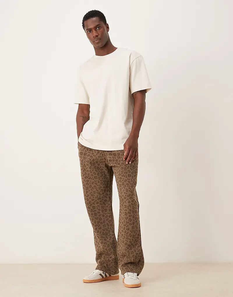 

Свободные брюки-джоггеры Abercrombie & Fitch с открытым подолом и леопардовым принтом