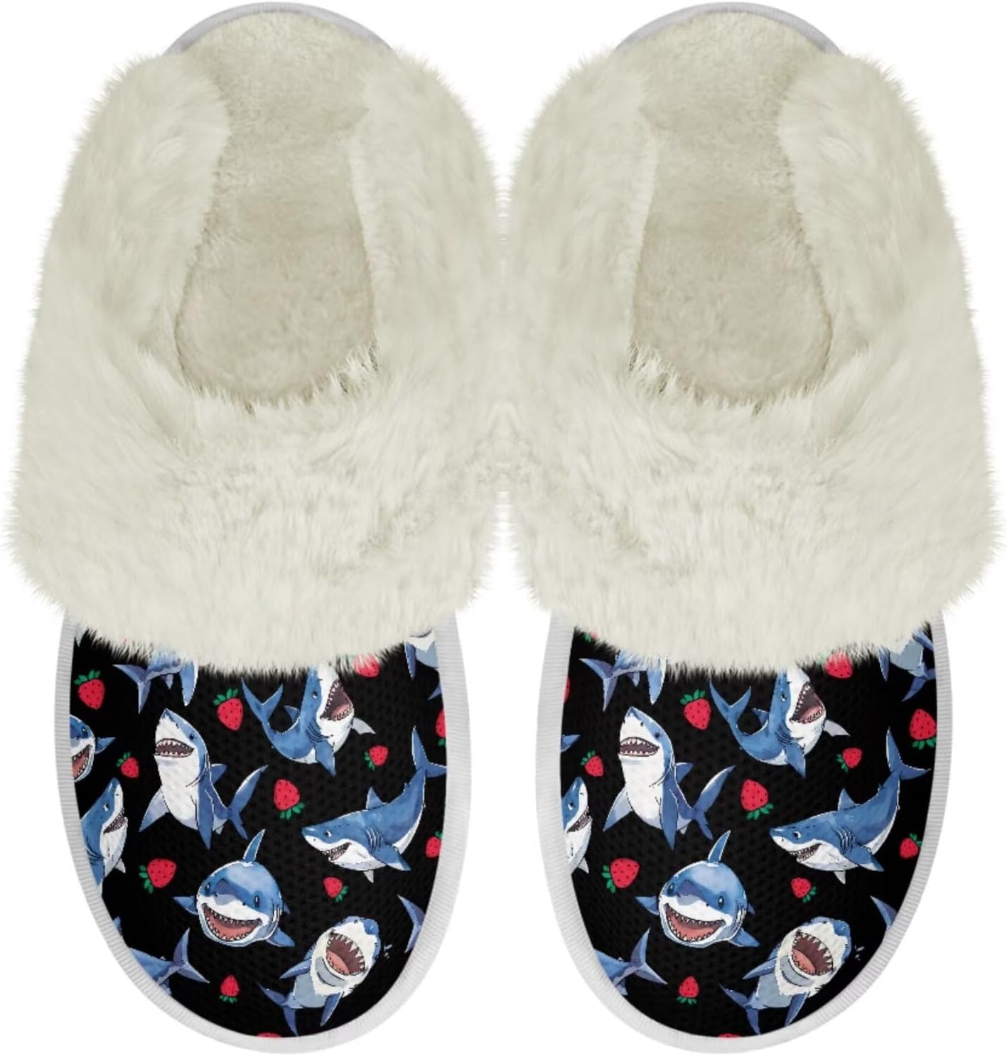 

Женские и мужские тапочки для дома, уютные пушистые тапочки с мемори-фоамом, повседневные домашние тапочки на мягкой подошве Chririnla, Strawberry Cartoon Shark