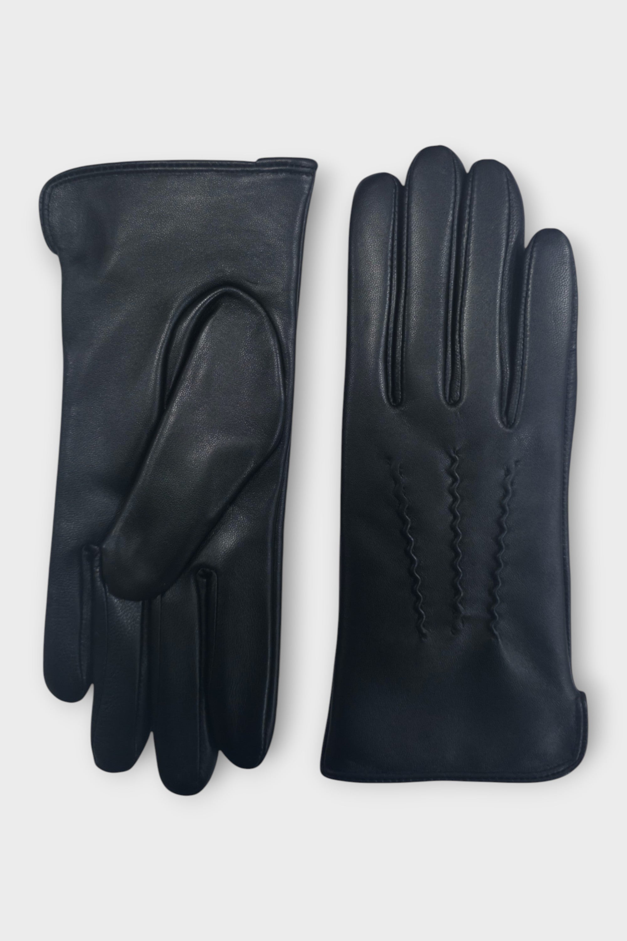 

Женские зимние перчатки для вождения из черной итальянской кожи с мягкой шерстяной подкладкой и строчкой Infinity Leather, черный