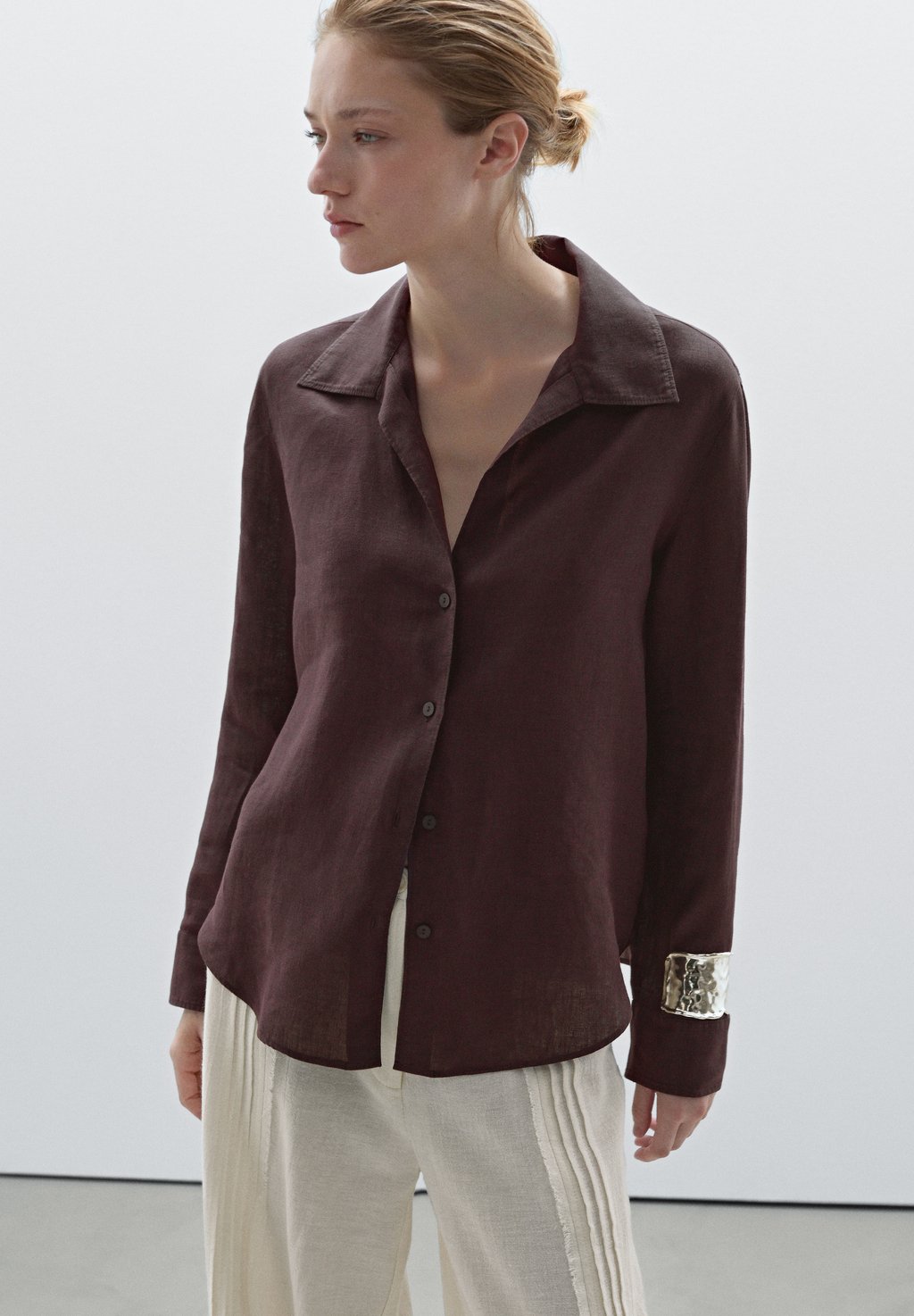 

Блузка на пуговицах Massimo Dutti, Mottled Bordeaux