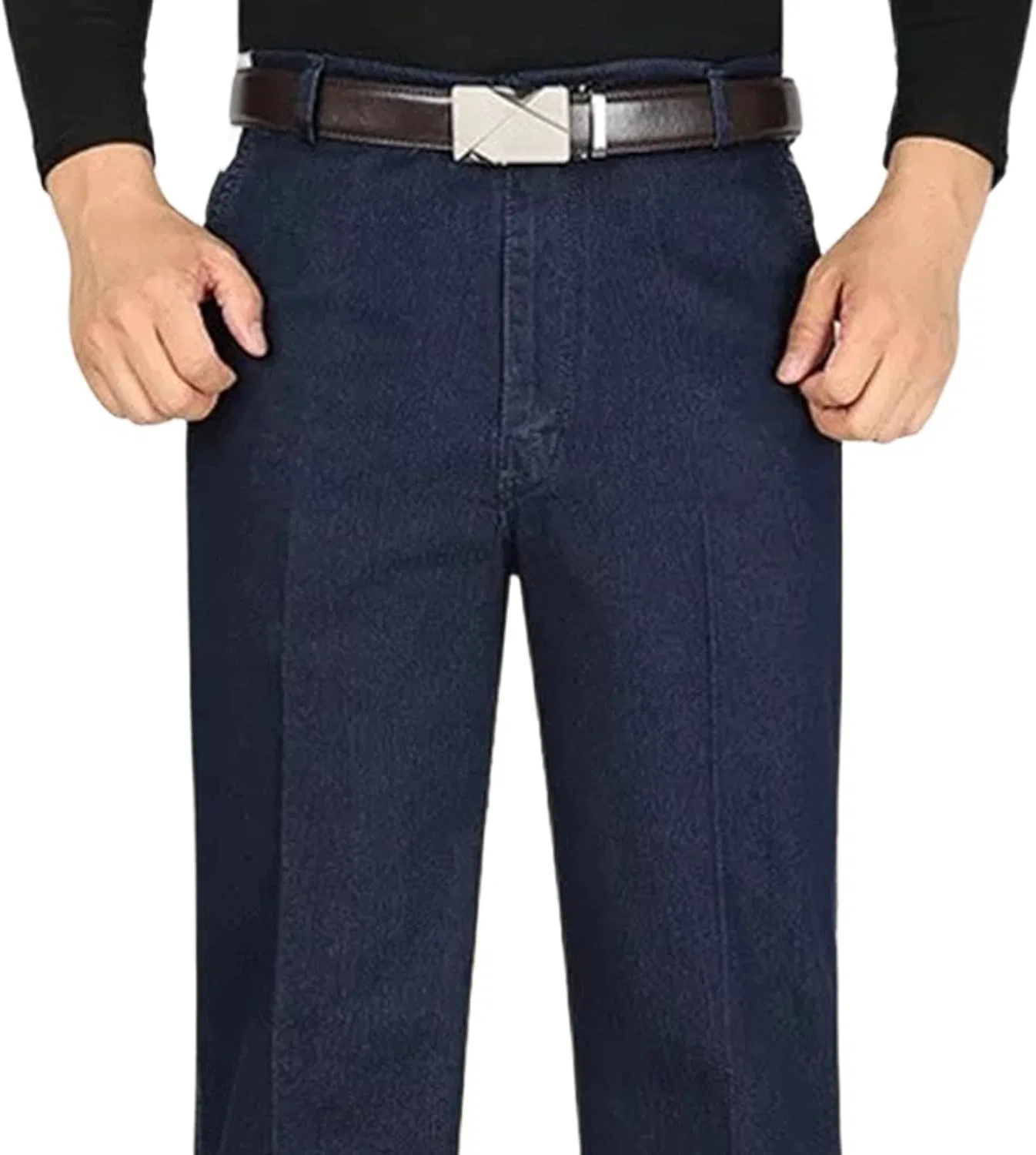Джинсы свободные Mens Baggy Elastic Waist Jeans, темно-синие — фото 4